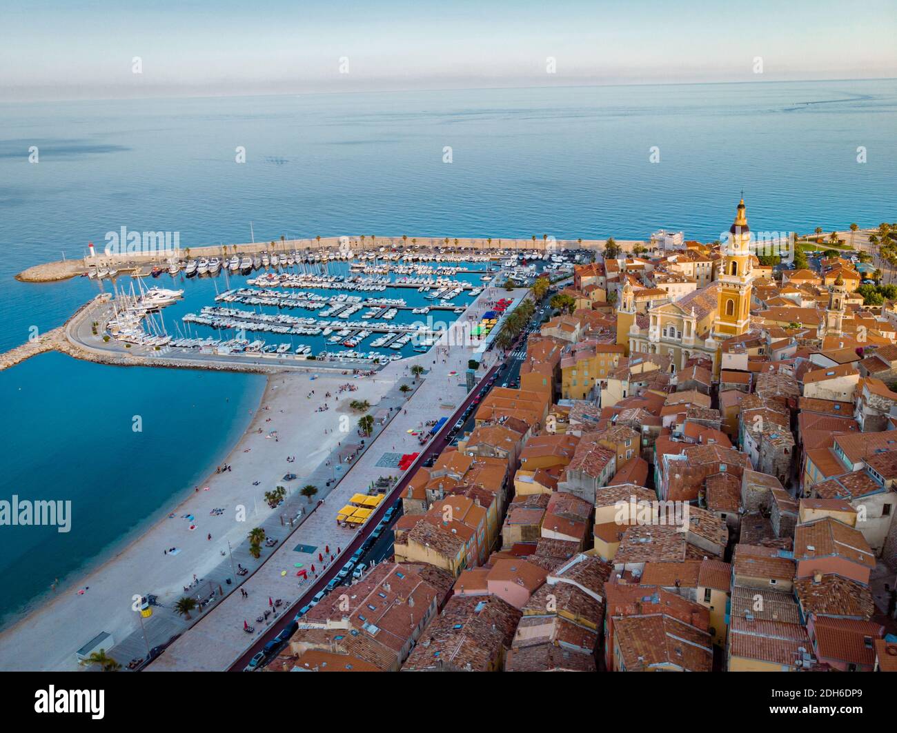 View on old part of Menton, Provence-Alpes-Cote d'Azur, France. Stock Photo