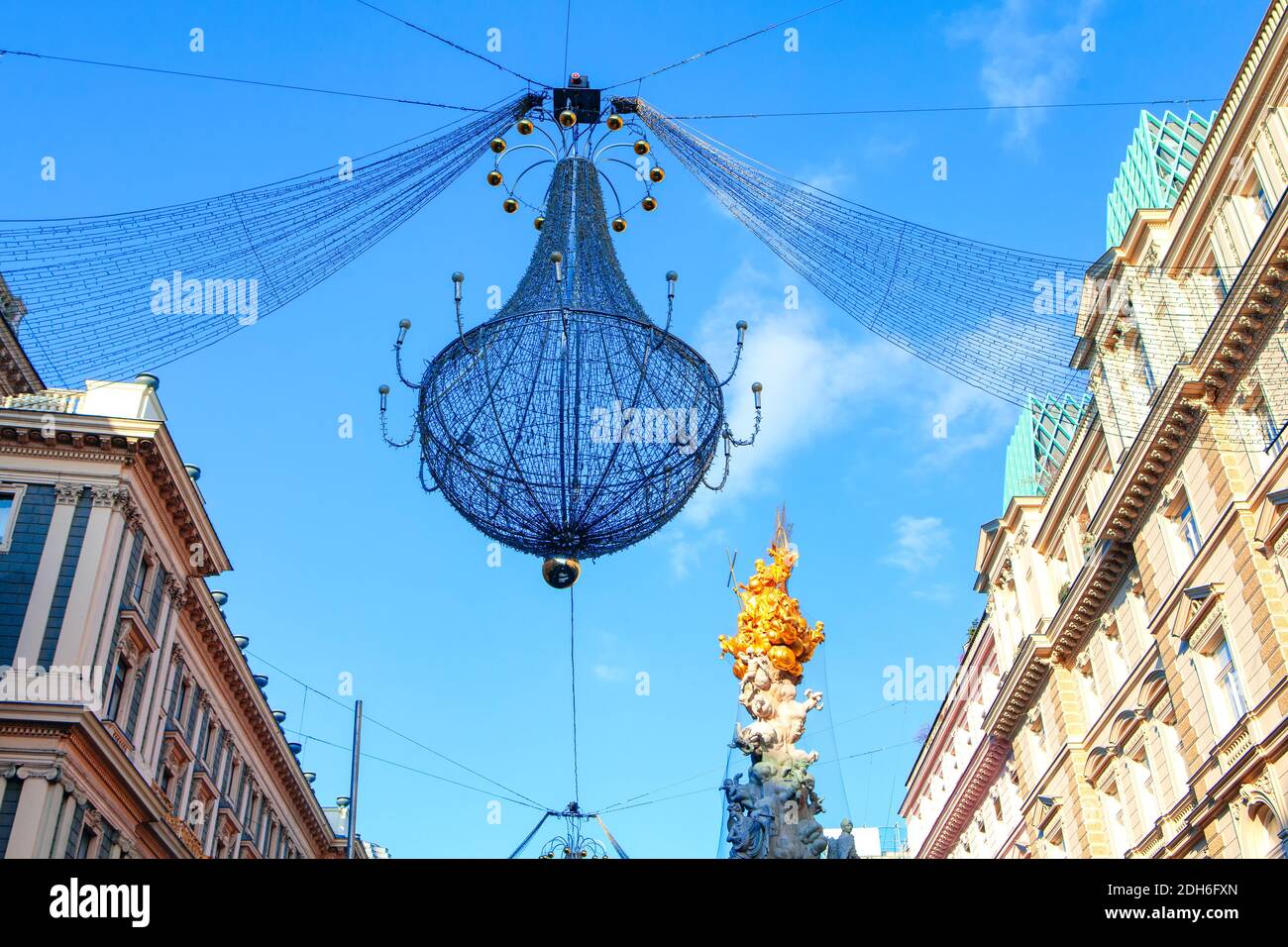 Christmas street chandelier in Vienna Downtown Stock Photo