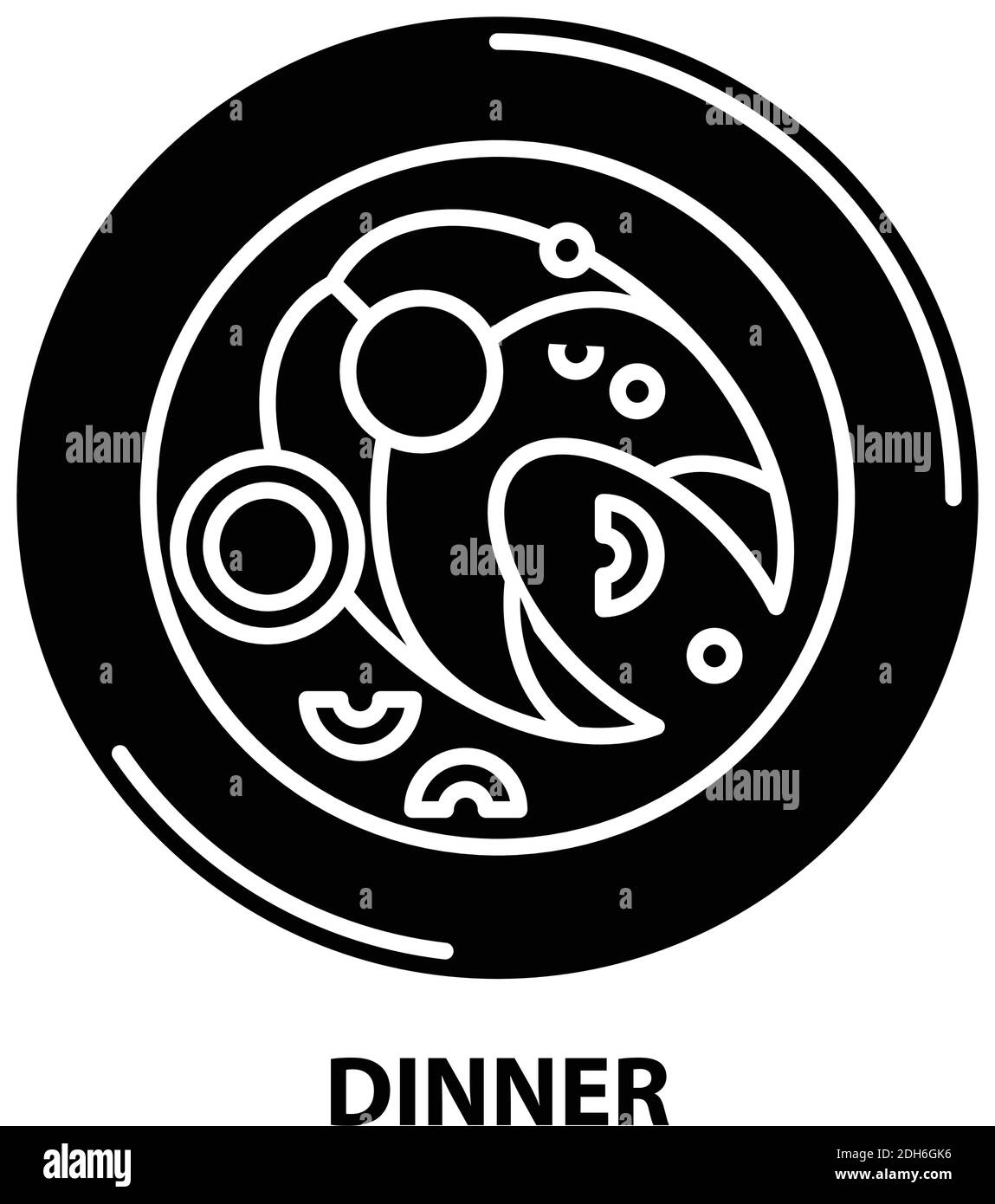 dinner icon, black vector sign with editable strokes, concept illustration Stock Vector