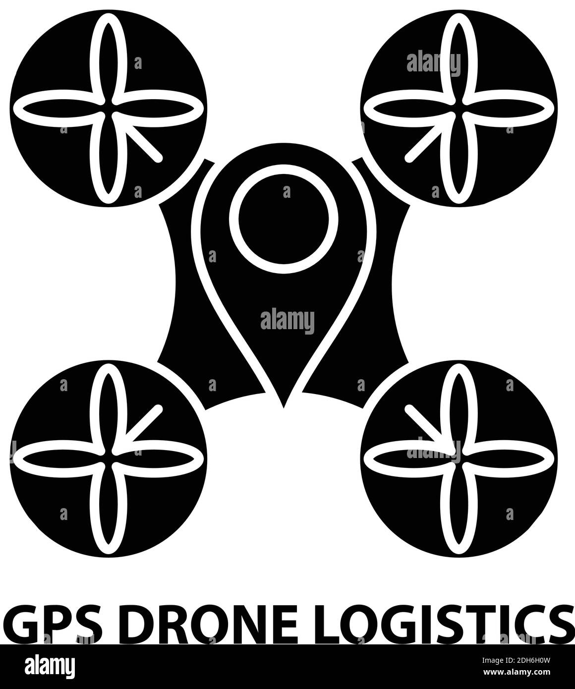 gps drone logistics icon, black vector sign with editable strokes