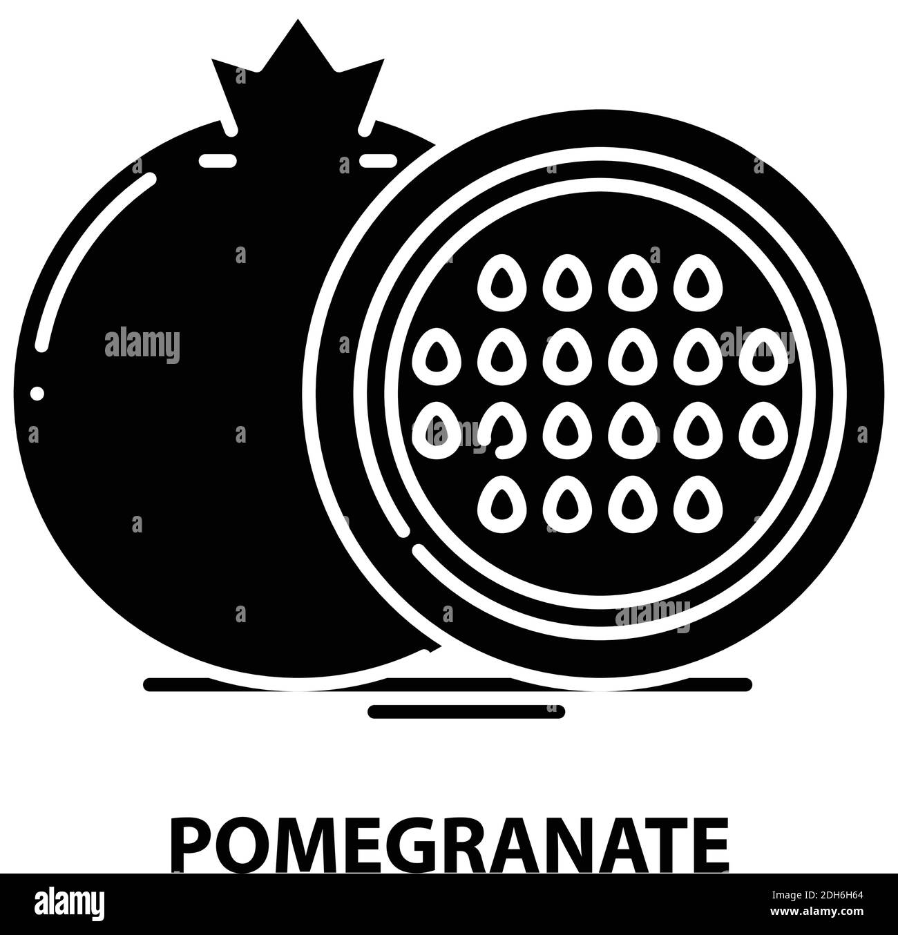 pomegranate icon, black vector sign with editable strokes, concept illustration Stock Vector