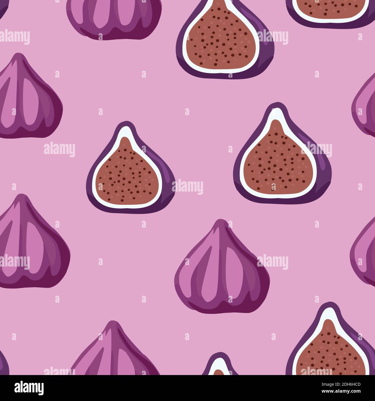 Seamless pattern with cute doodle figs fruits. Stock Vector