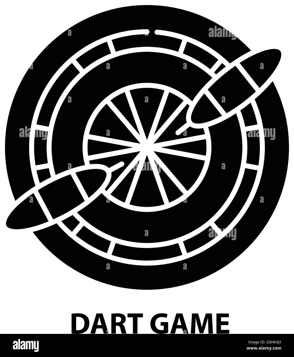 dart game icon, black vector sign with editable strokes, concept illustration Stock Vector
