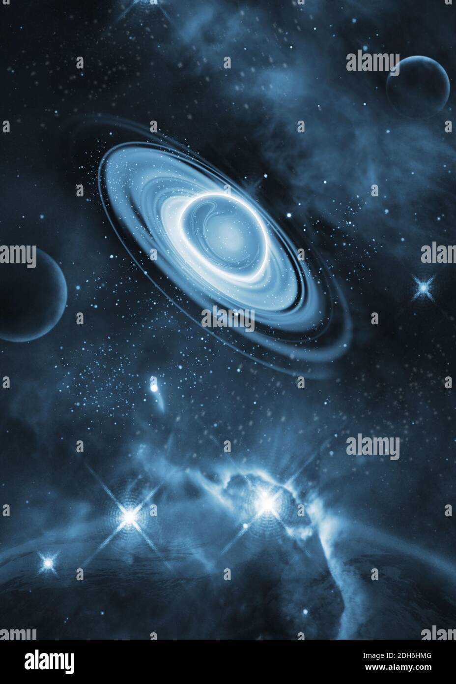 An infinite universe with planets and Galaxies Stock Photo