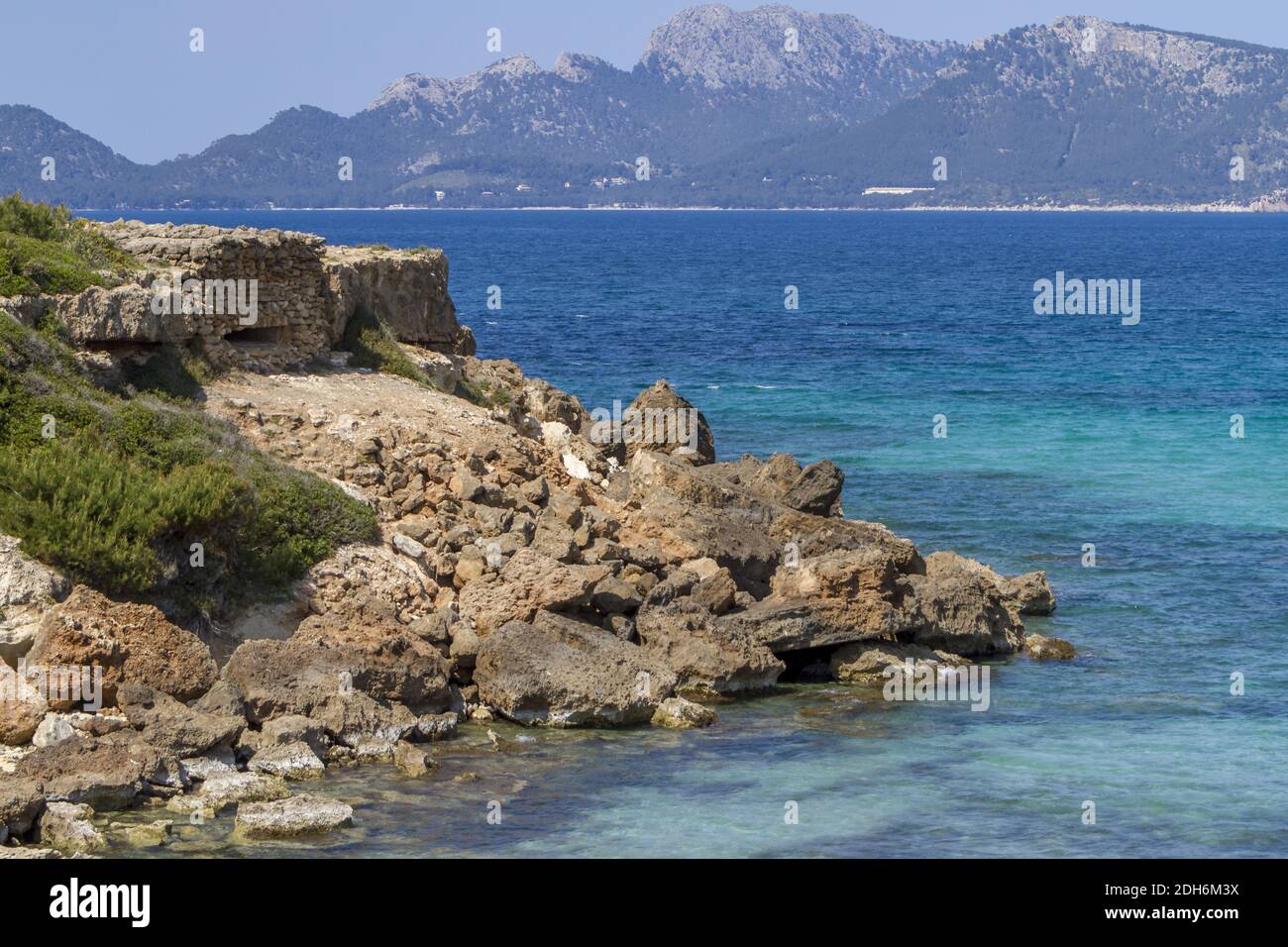 Coastal landscape on the La Victoria peninsula, Mallorca Stock Photo