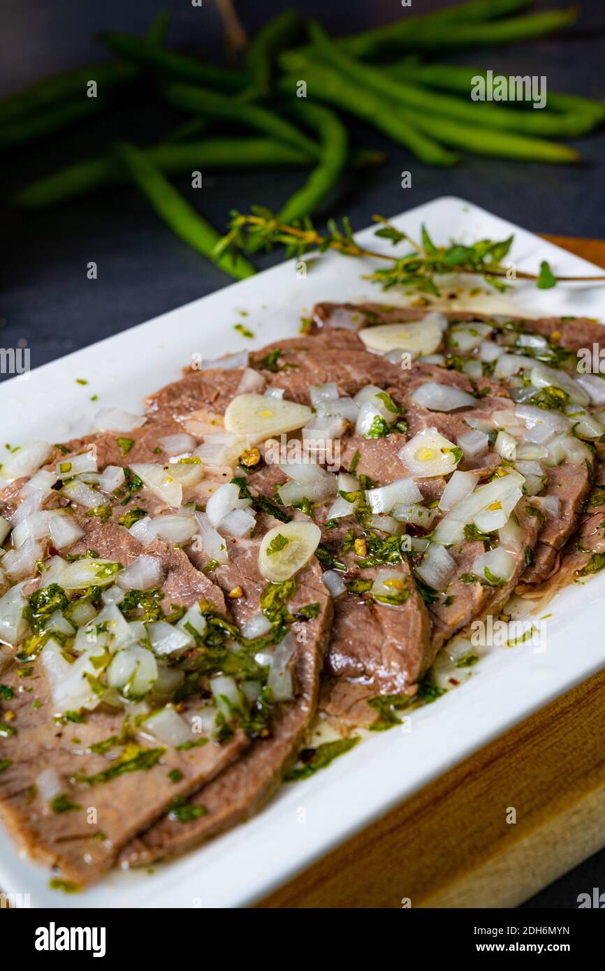 Delicious cold beef with vinaigrette Stock Photo Alamy