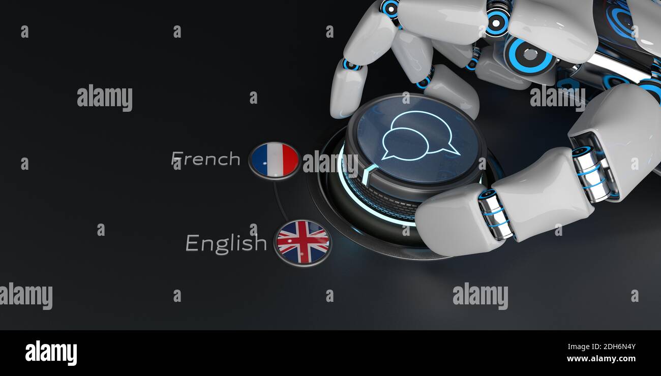 AI Translator English French Stock Photo