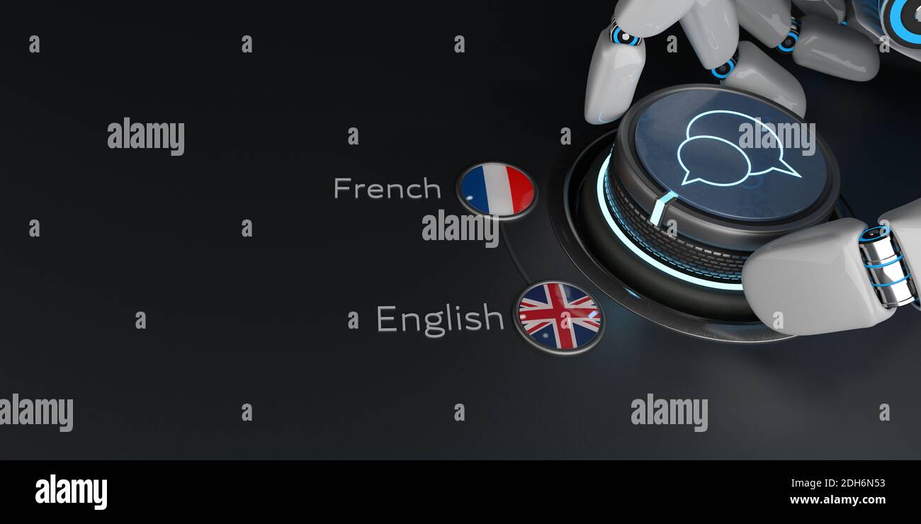 AI Translator English French Stock Photo