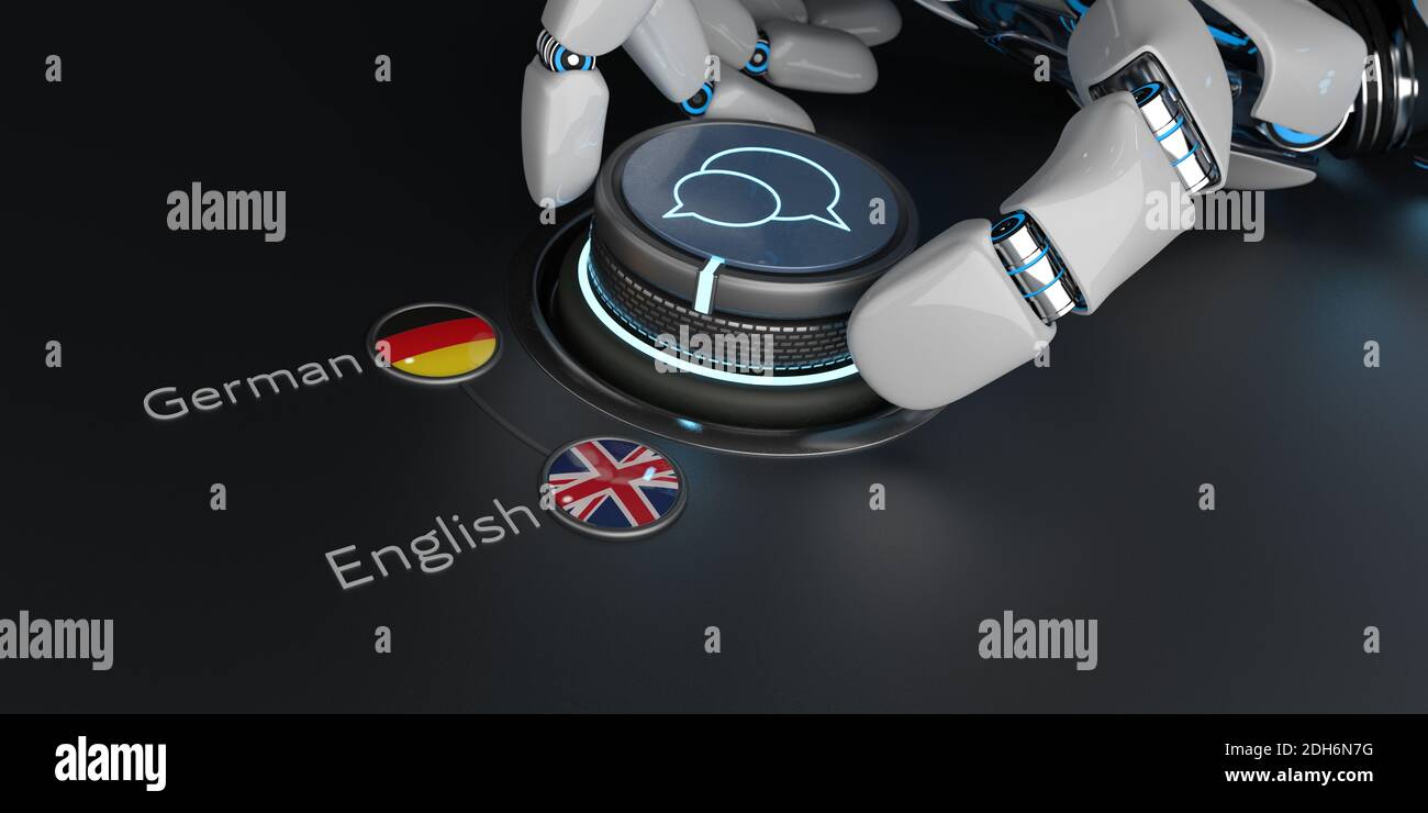 AI Translator English German Stock Photo