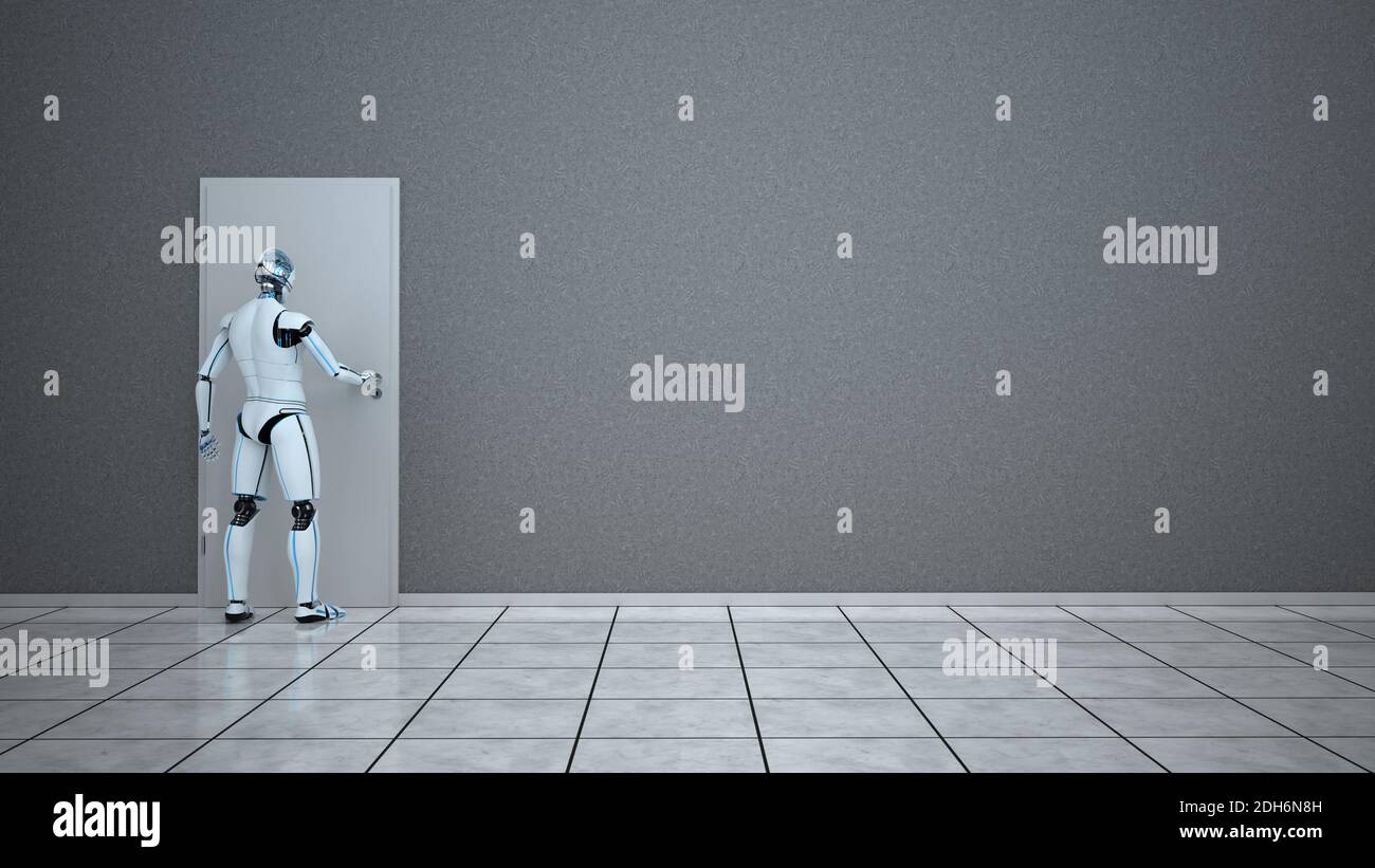 Humanoid Robot Door Stock Photo Alamy