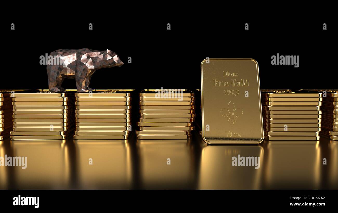 1 Oz Gold Bars Bear Stock Photo
