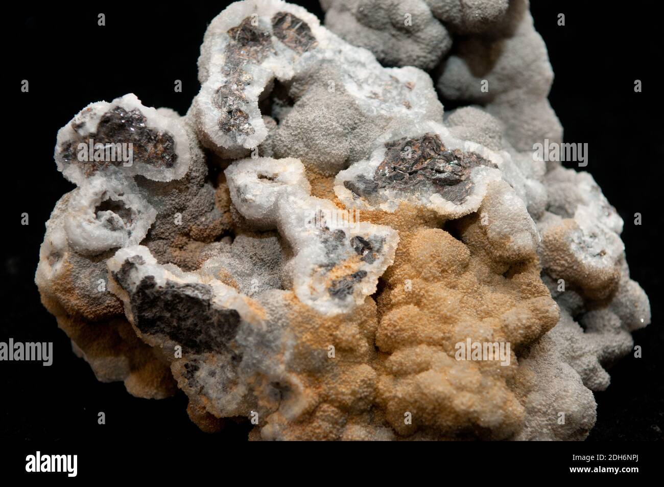 sphalerite galena  rare earth  mineral encrustations Stock Photo