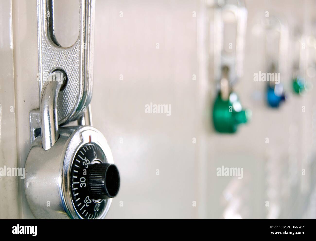 School lockers combination lock, school closed, remote learning, distance learning Stock Photo