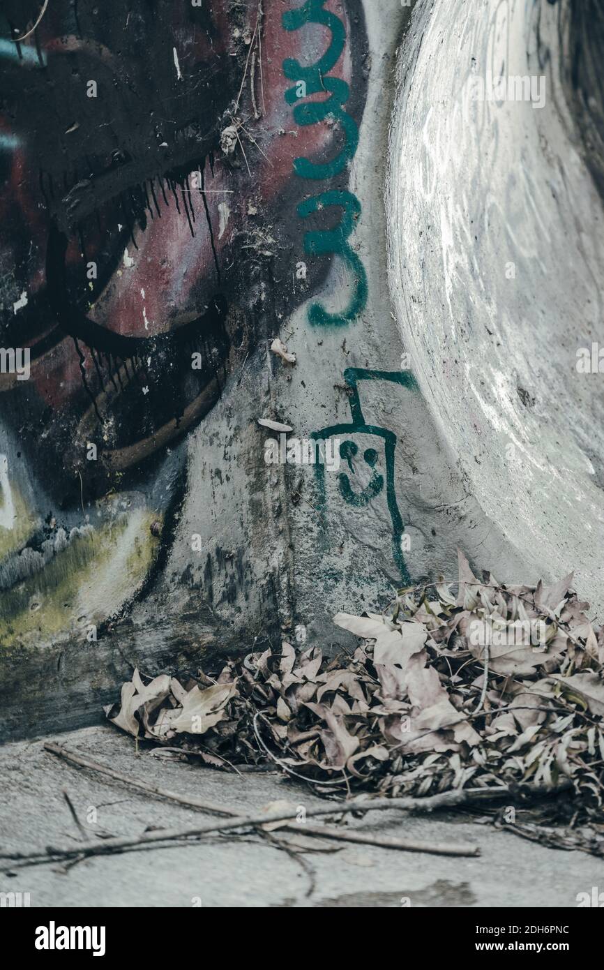 Vibrant Graffiti lines the walls of a California Sewer Stock Photo