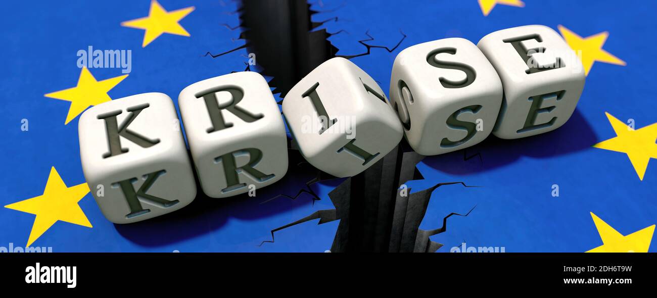 The EU in the crisis  (Krise in German) Stock Photo