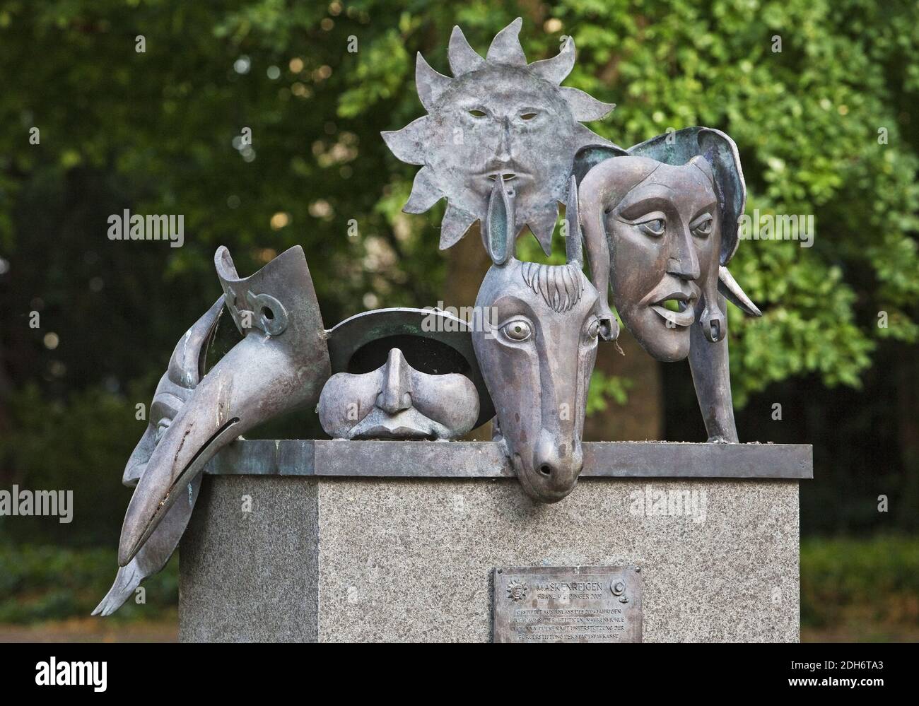 Art work of mask dance, artist Franz Weidinger, Viersen, Lower Rhine, Germany, Europe Stock Photo