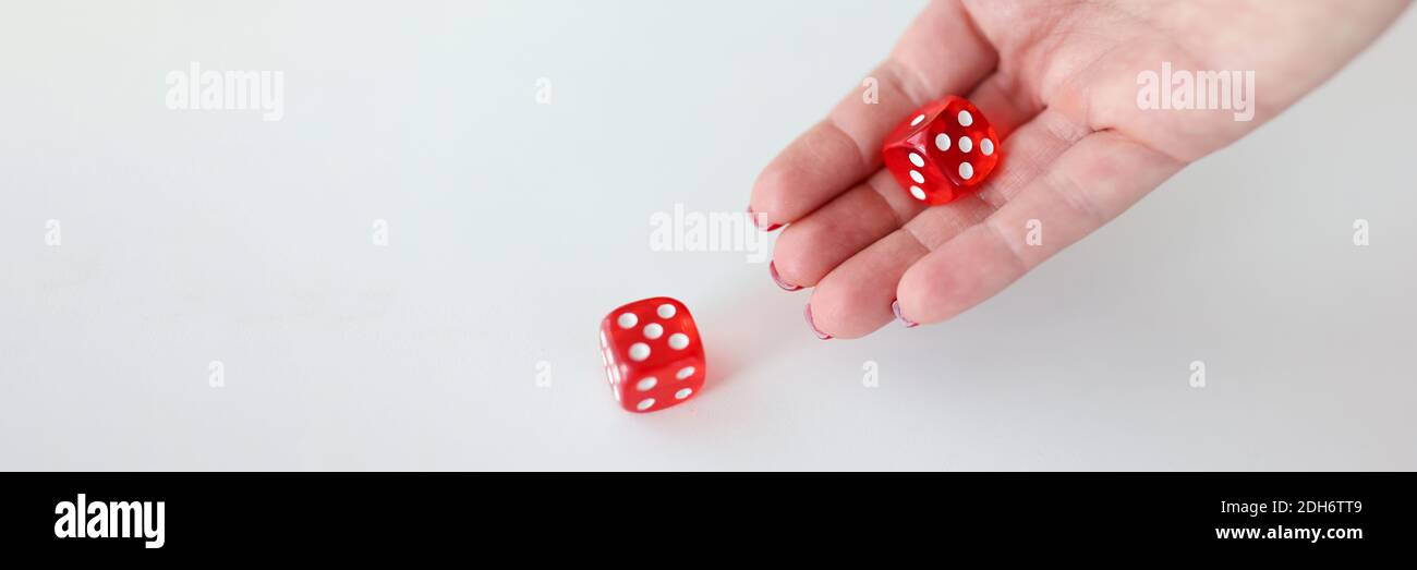 In hand are red cubes with numbers Stock Photo - Alamy