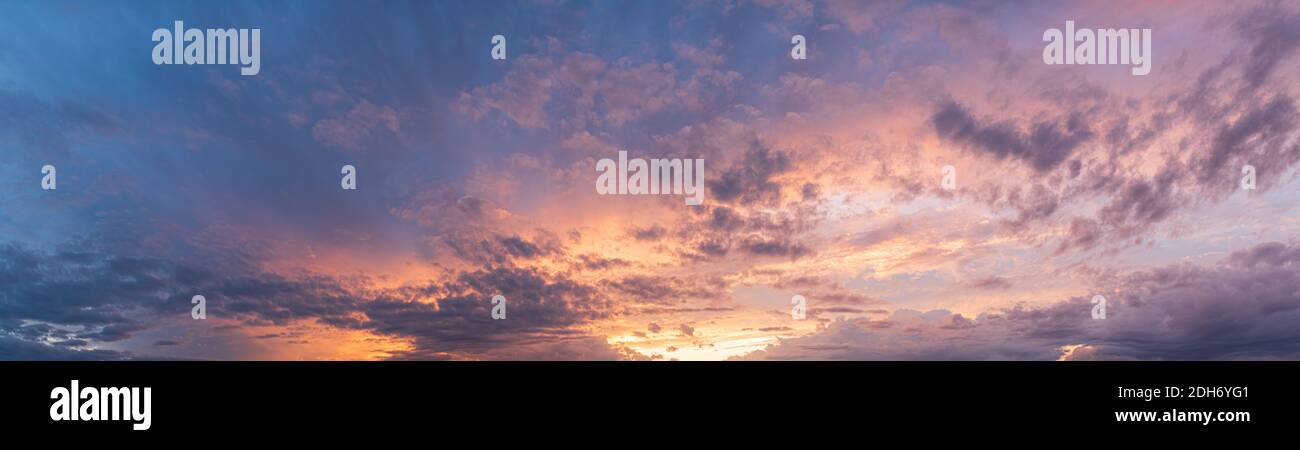 Colorful and dramatic sky panorama of sunset background Stock Photo - Alamy
