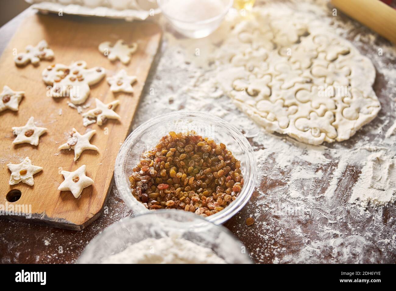 Cookiebaking process in full swing in the kitchen Stock Photo Alamy