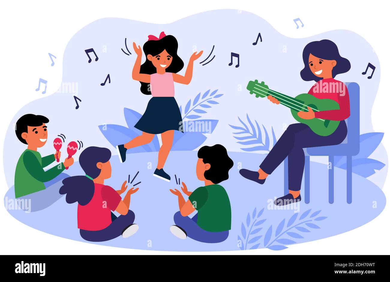 Kids Dancing And Singing Stock Vector Images - Alamy
