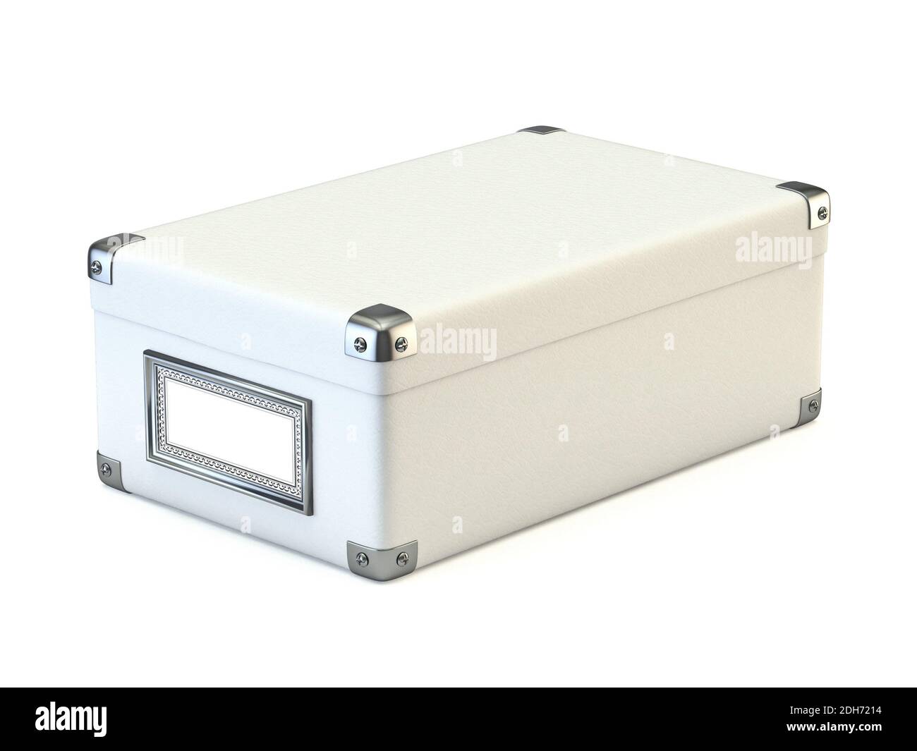 White box with metal corners 3D Stock Photo Alamy