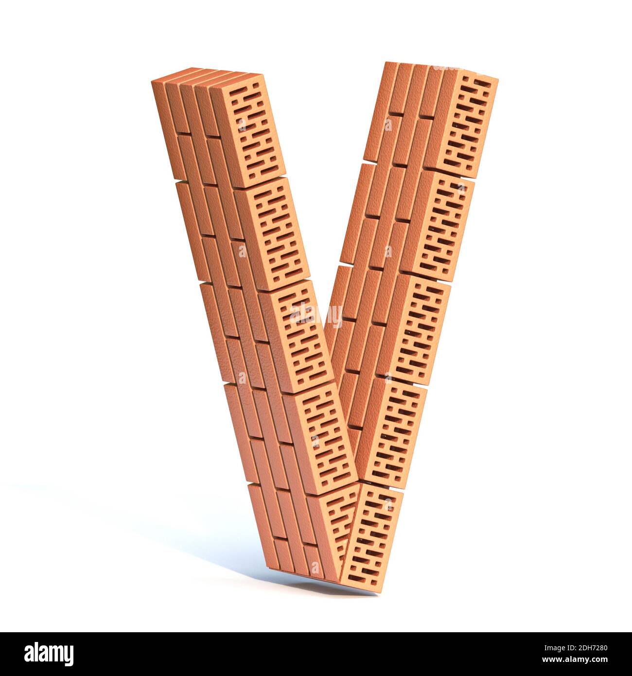 Brick wall font Letter V 3D Stock Photo - Alamy