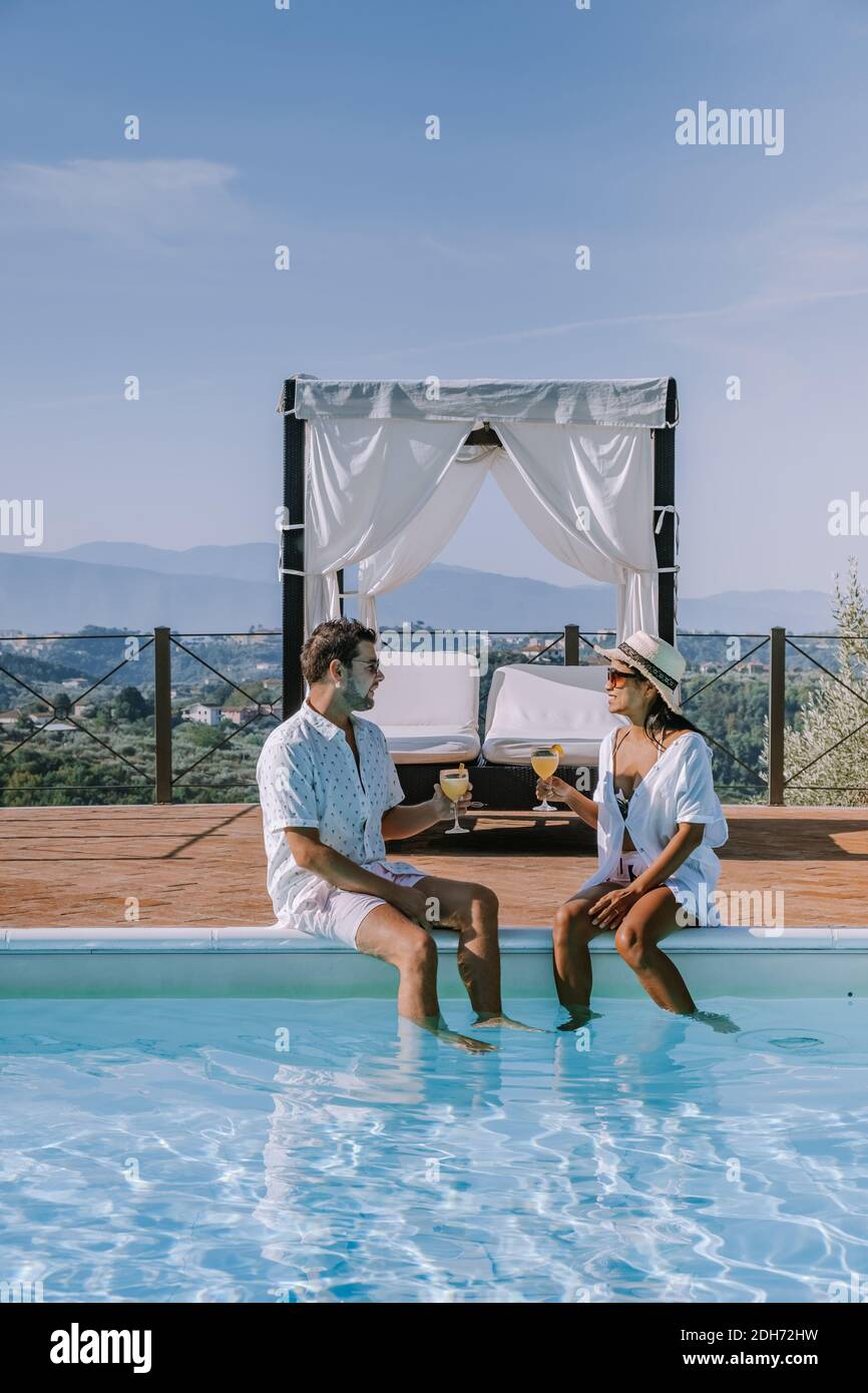 Luxury country house with swimming pool in Italy, Couple on Vacation at ...