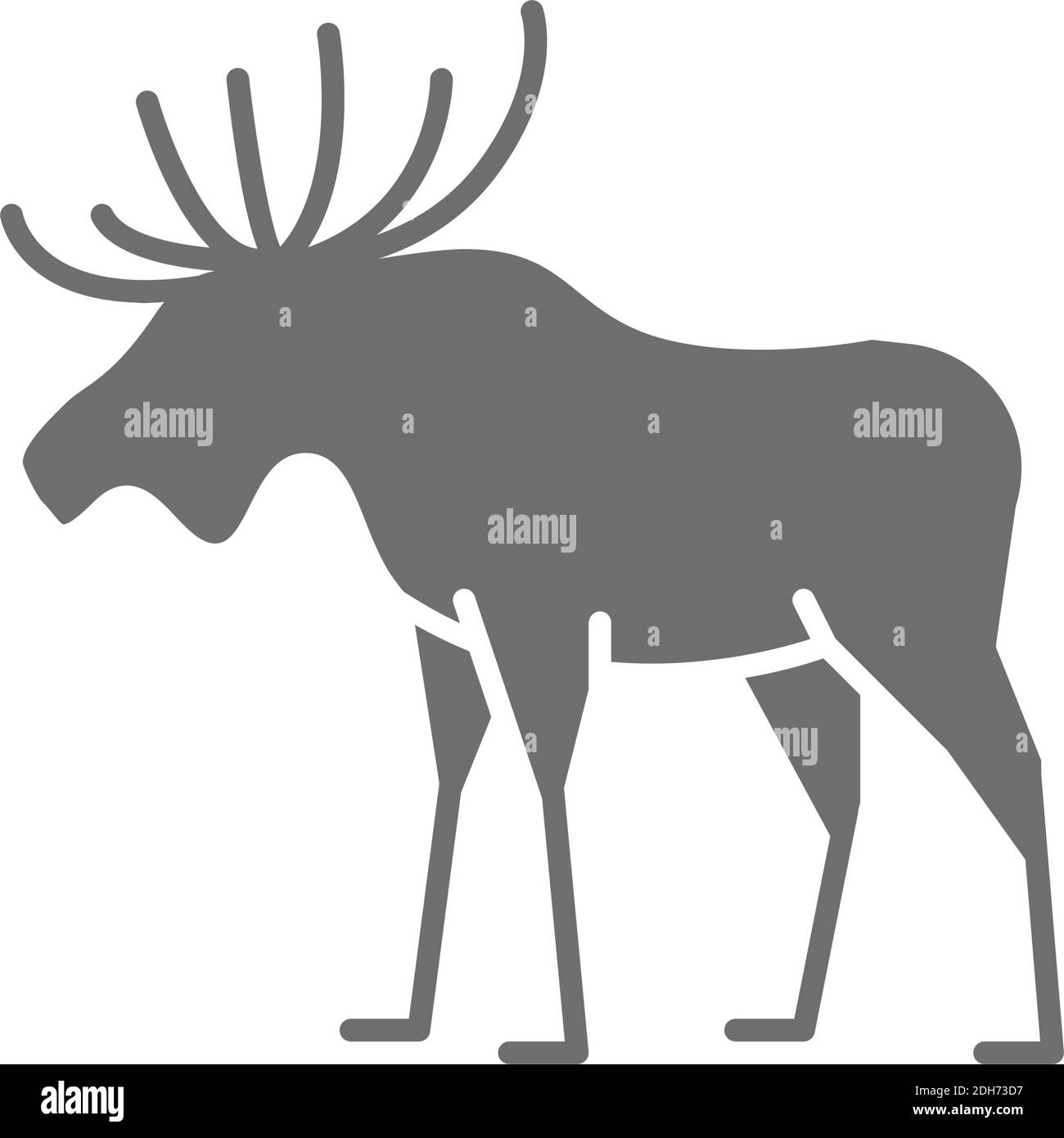 Elk, deer grey icon. Isolated on white background Stock Vector