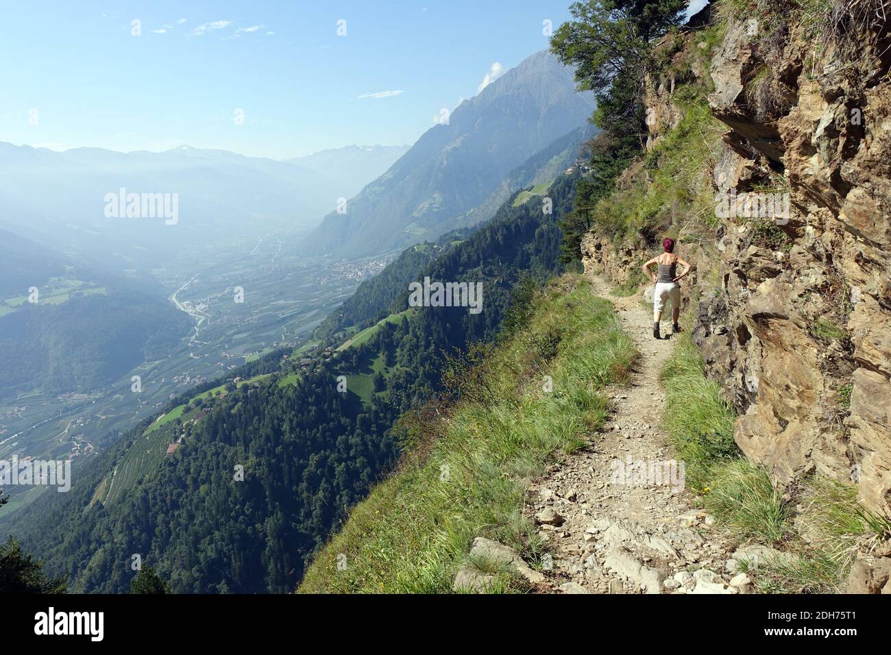 The Vellau Rock path, a spectacular hiking trail for those with a head for heights Stock Photo