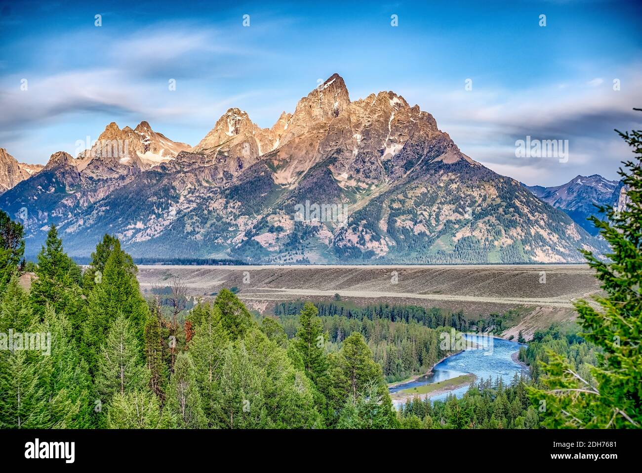 Grand Teton mountains scenic view with Snake river Stock Photo