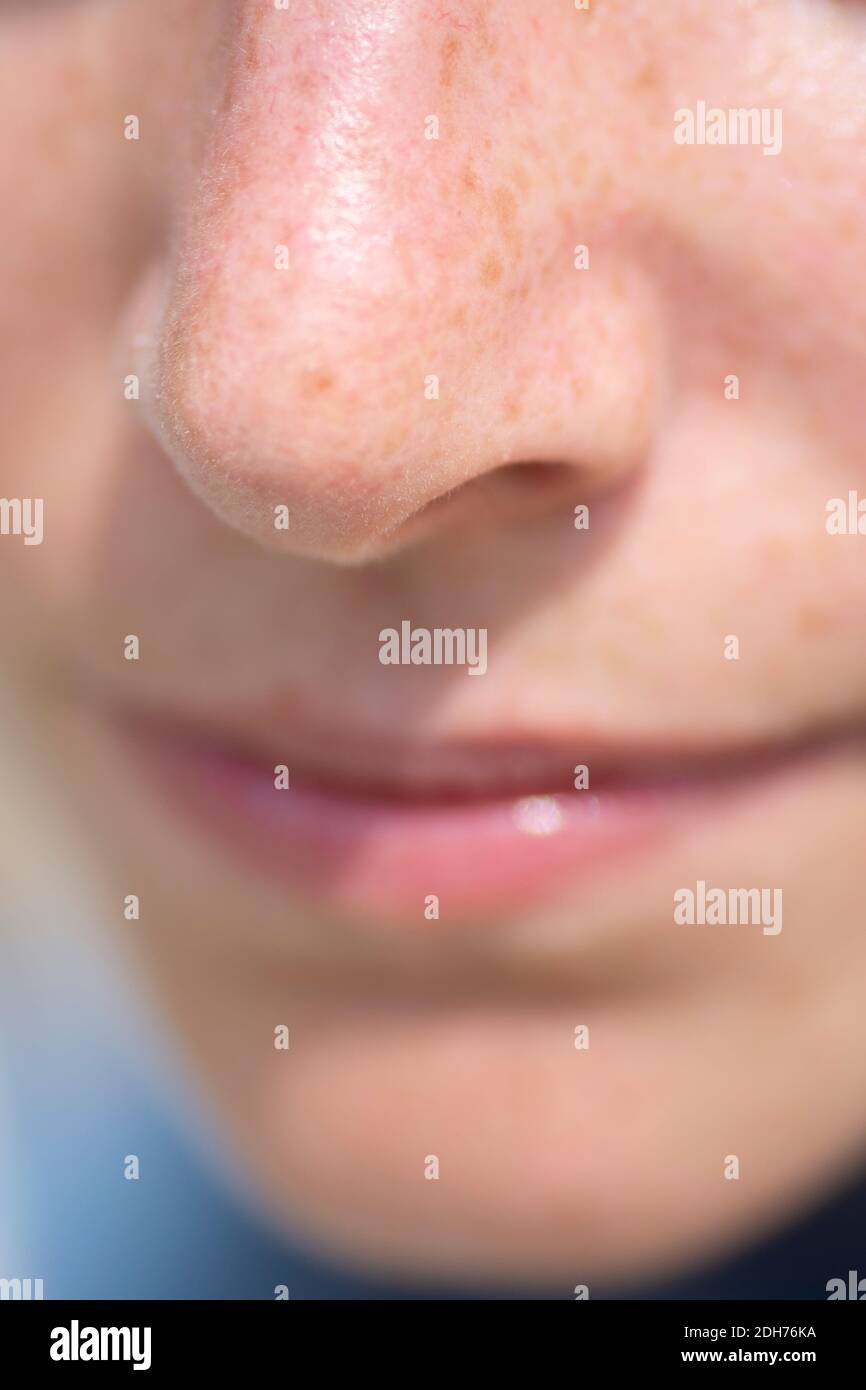 Close up of woman's nose Stock Photo