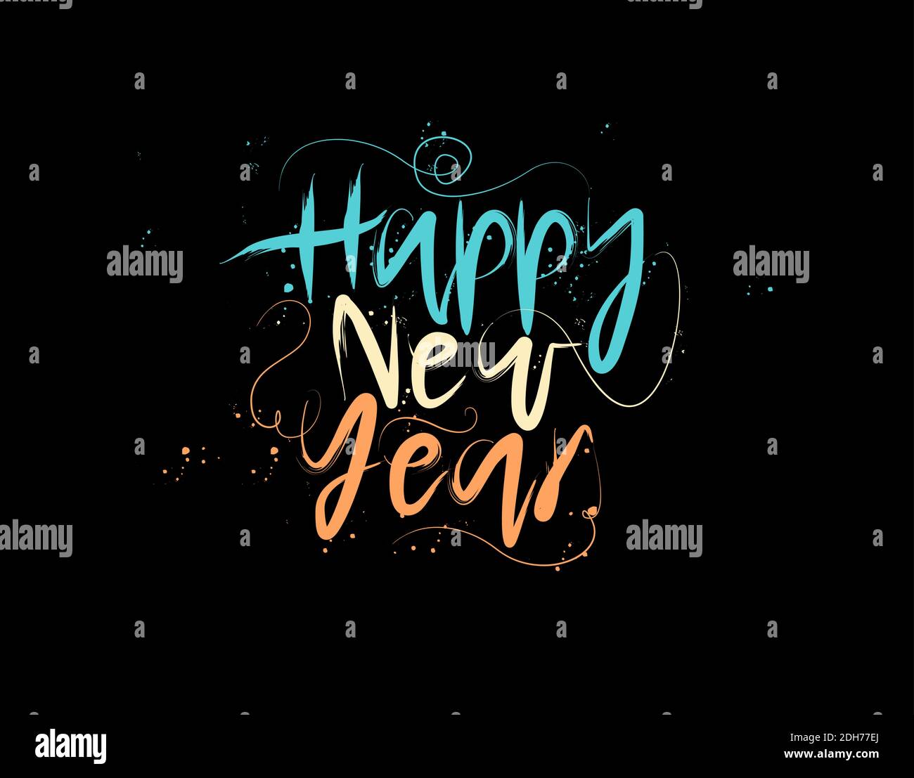 Special Happy New Year lettering Text on black background in vector ...