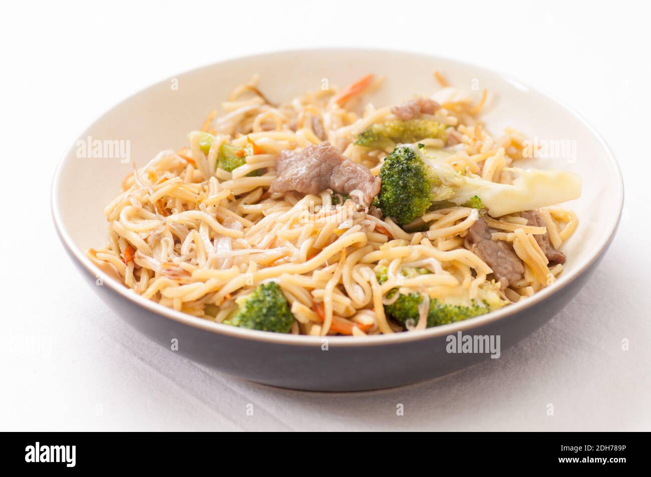 bchow mein with beef sliced and vegetables, or chow mien Stock Photo