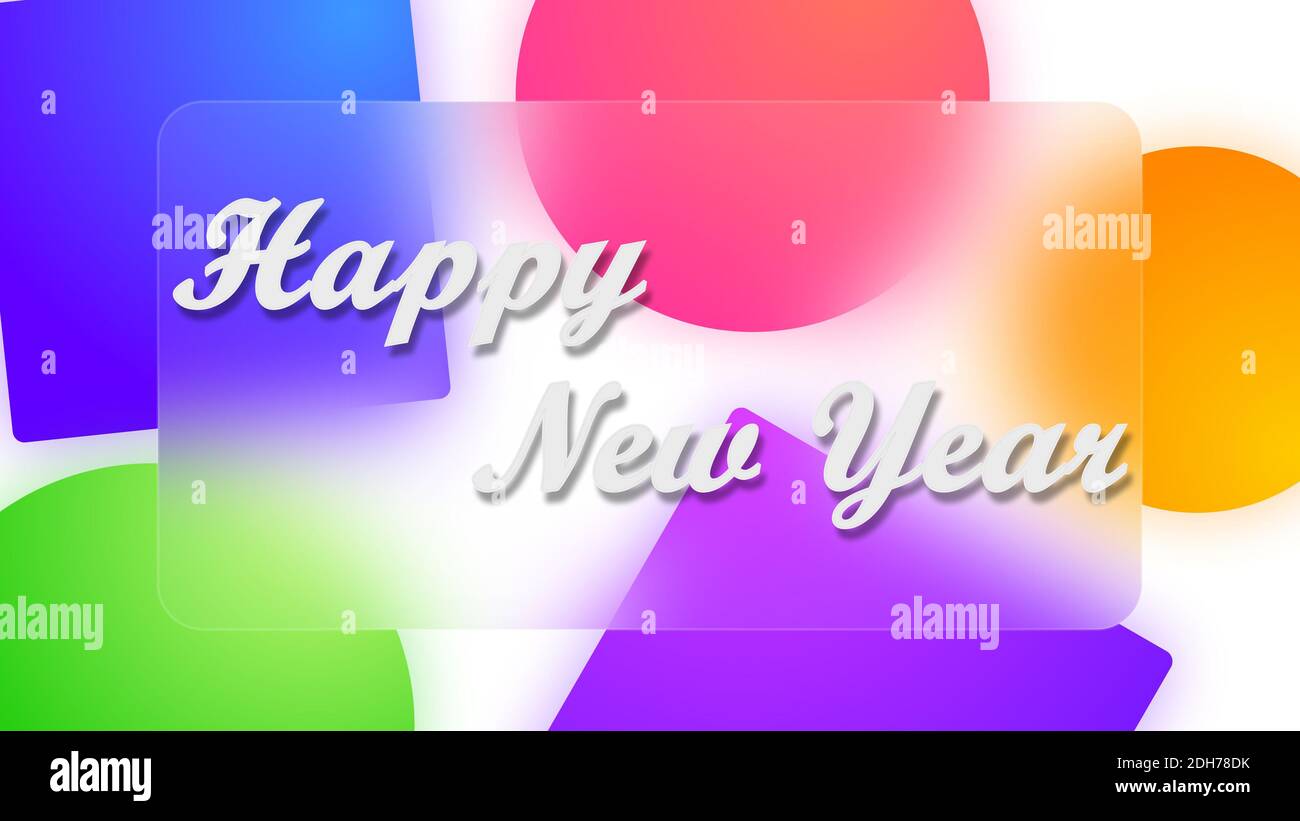 Happy new year background with nice colorful patterns, 2021 new year text background, 4k High quality , 3D render Stock Photo