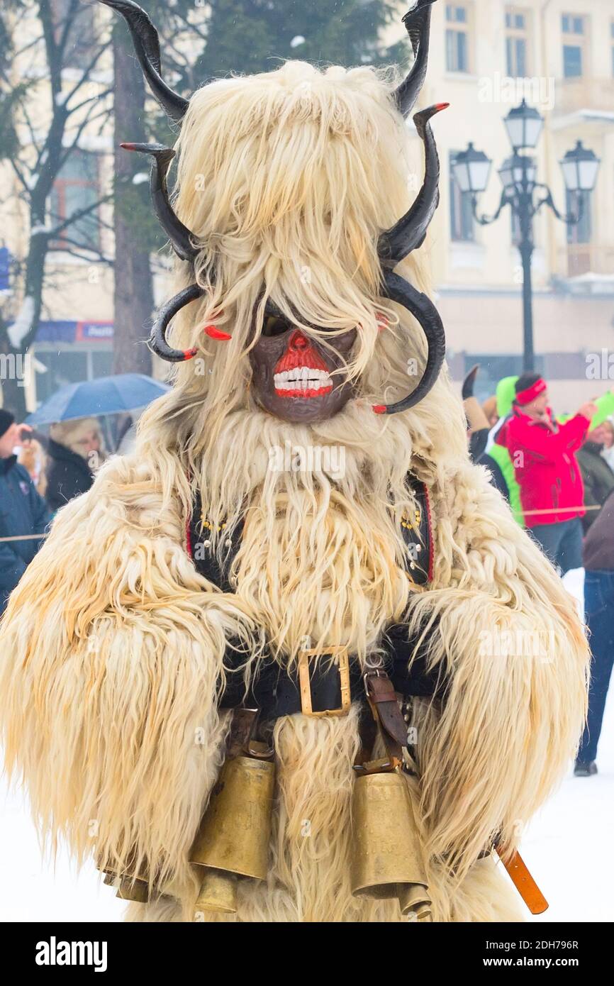 Traditional Kukeri costume festival in Bulgaria Stock Photo