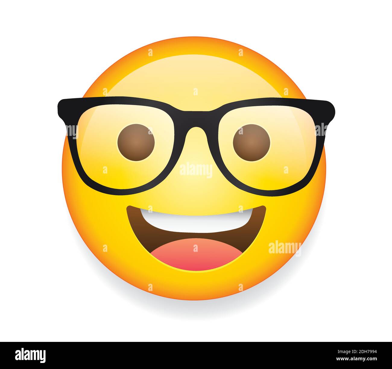 High quality emoticon on white background. glasses emoji. Yellow face geeky  emoji vector illustration. Popular chat elements. Nerd emoticon Stock  Vector Image & Art - Alamy