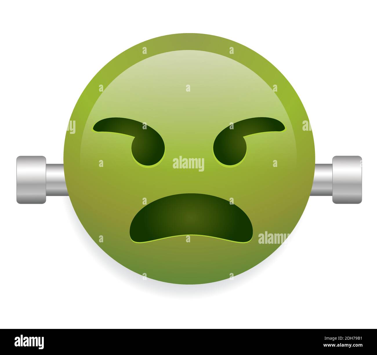 Green face with screw vector illustration on white background
