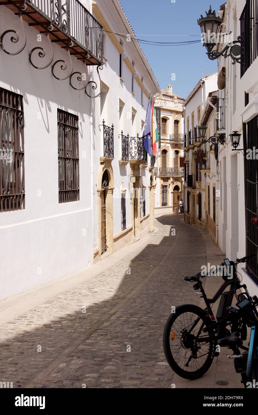 Traditional street and building in Ronda, Spain Stock Photo