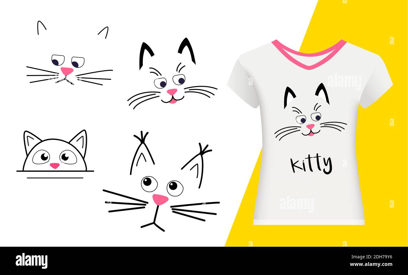 Funny Cat Faces Cat Icons Cat Face Pet Animals T-shirt