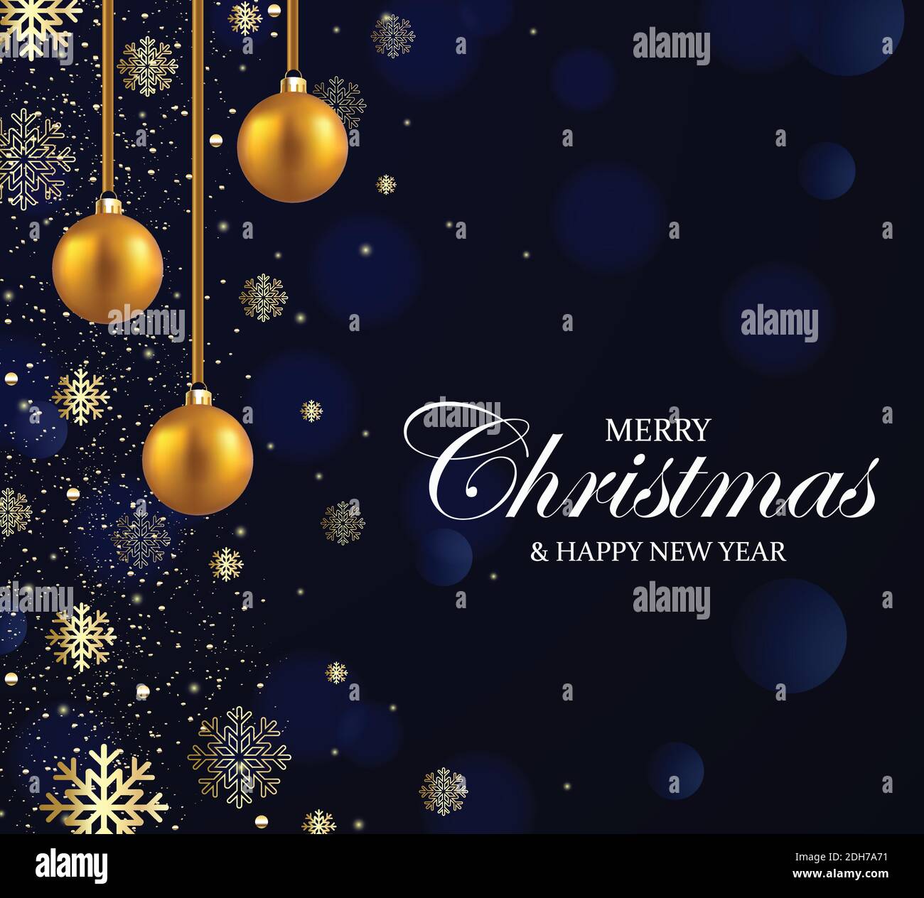 Christmas banner vector illustration. Dark blue background. Merry Christmas and happy new year deign. Christmas banner. Christmas background with snow Stock Vector