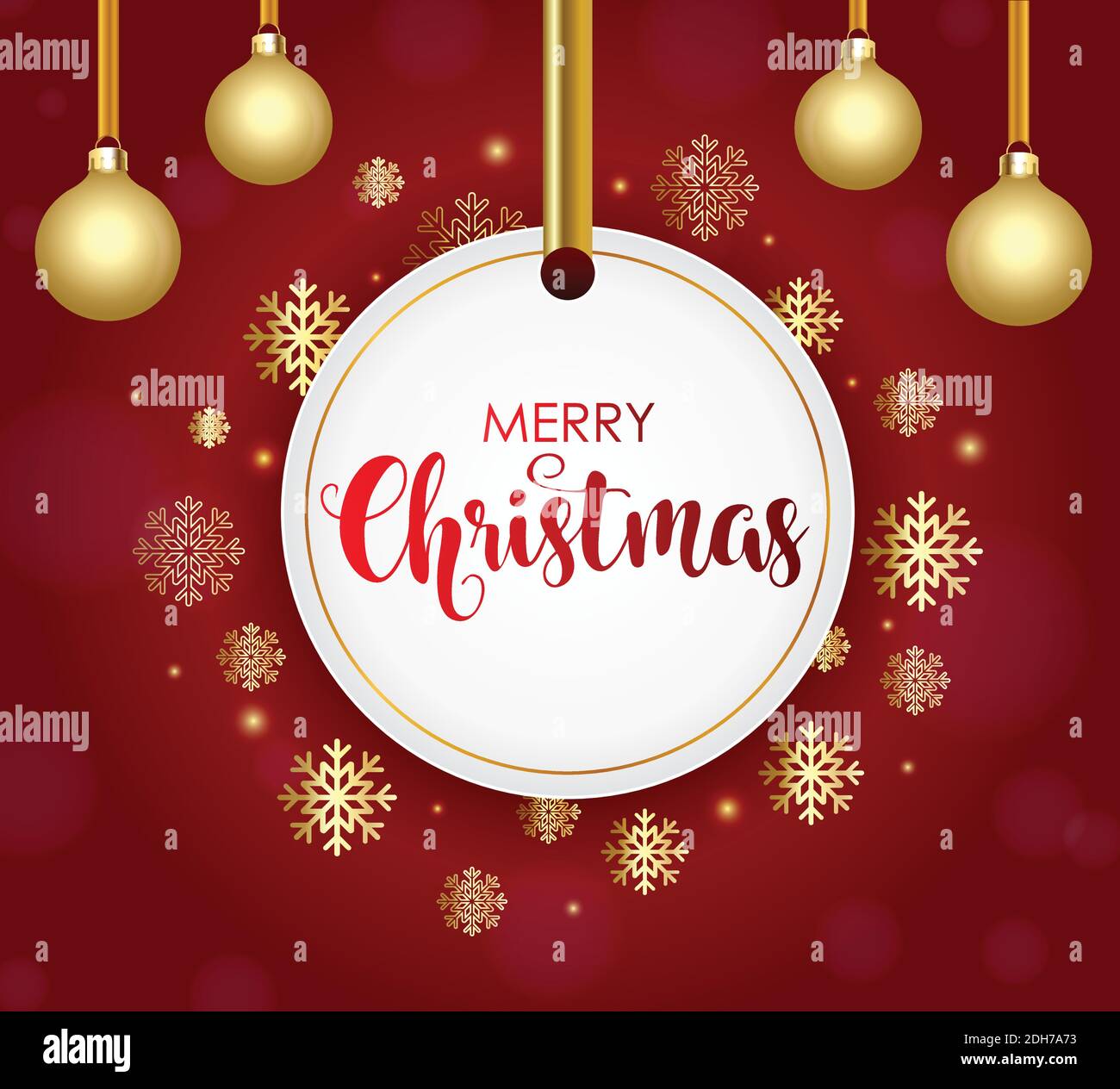 Christmas banner vector illustration. Red background. Merry Christmas deign. Christmas banner. Christmas background with snow flakes. Stock Vector