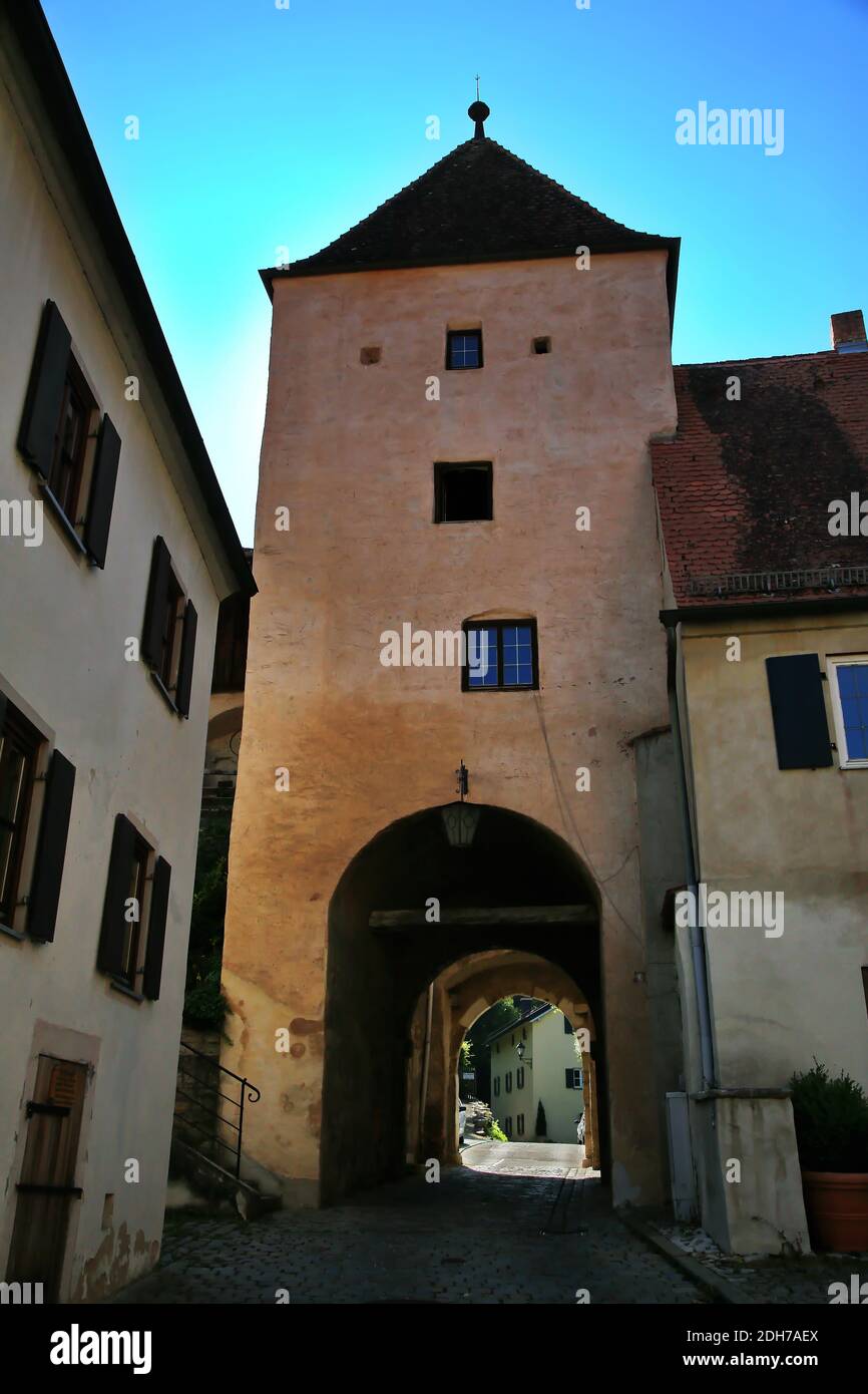 Oberes Tor is a sight of Pappenheim in Bavaria Stock Photo