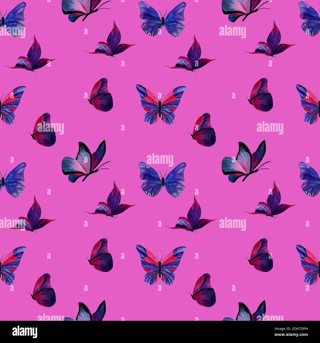 purple butterfly pattern watercolor on a lilac background Stock Photo -  Alamy