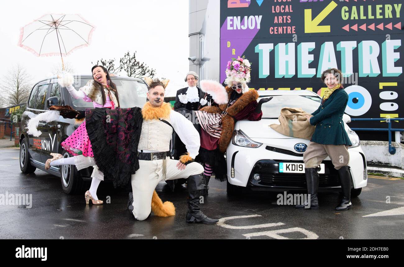 EDITORIAL USE ONLY A Group Of Pantomime Characters Pose In Front Of A ...