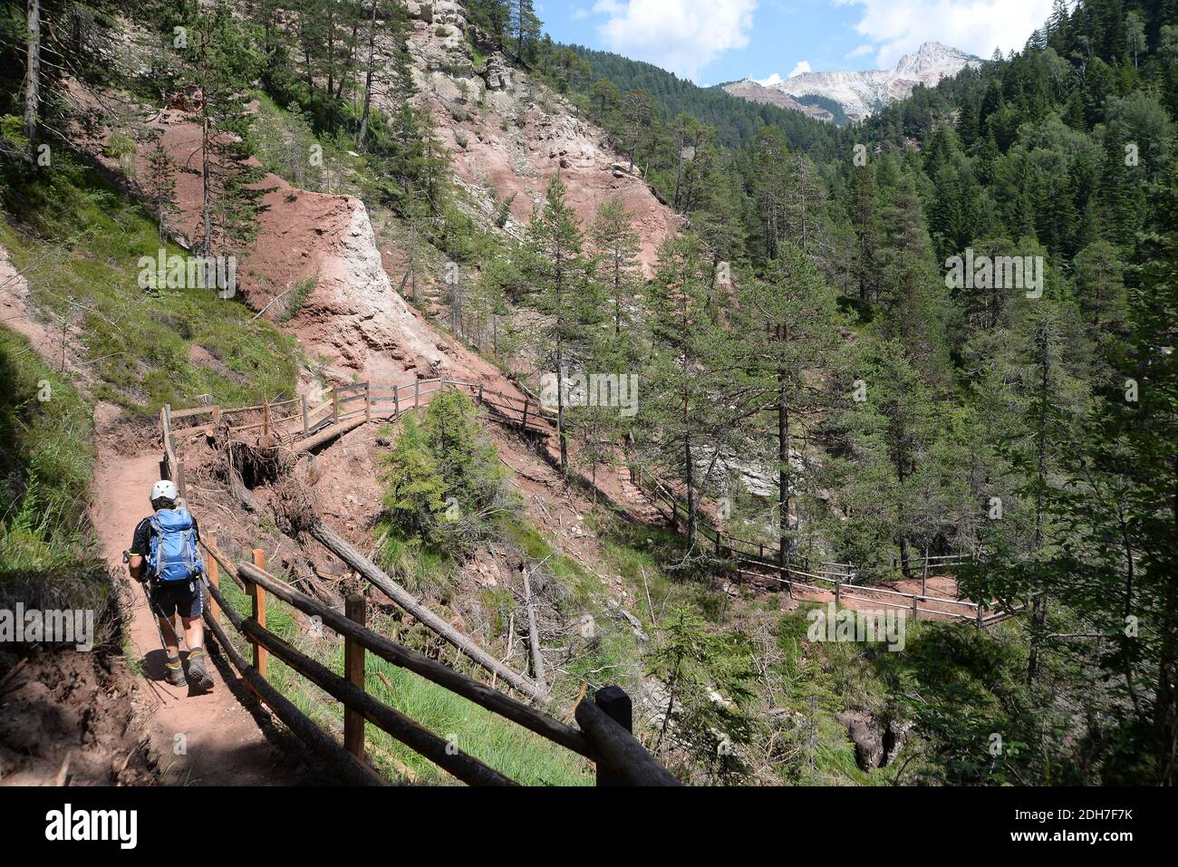 Hiker in the Bletterbach Gorge Stock Photo