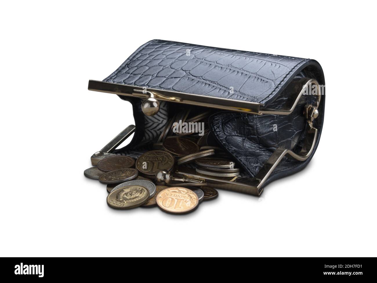 wallet with coins on a white background (blank for your photo ...