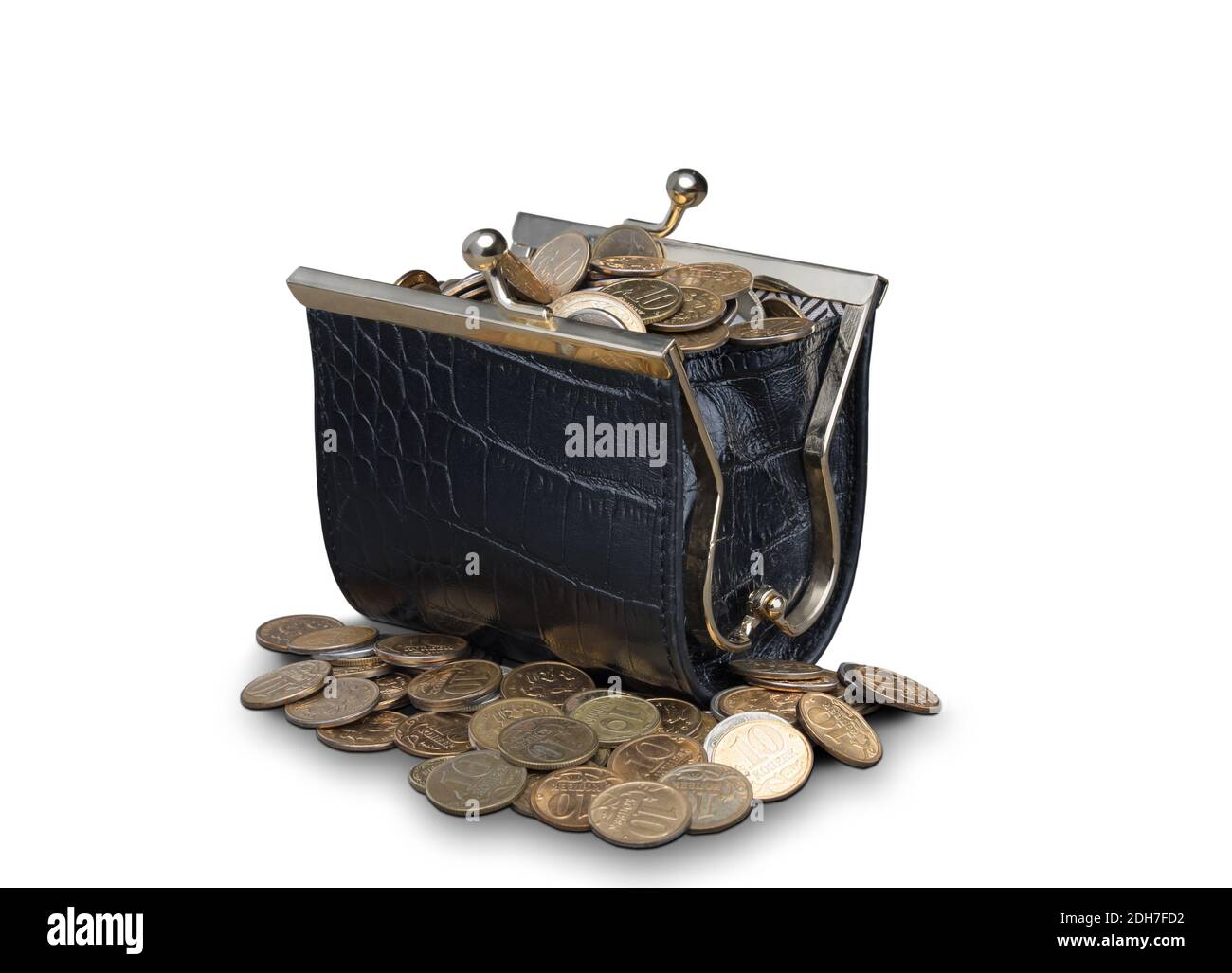 wallet with coins on a white background (blank for your photo ...