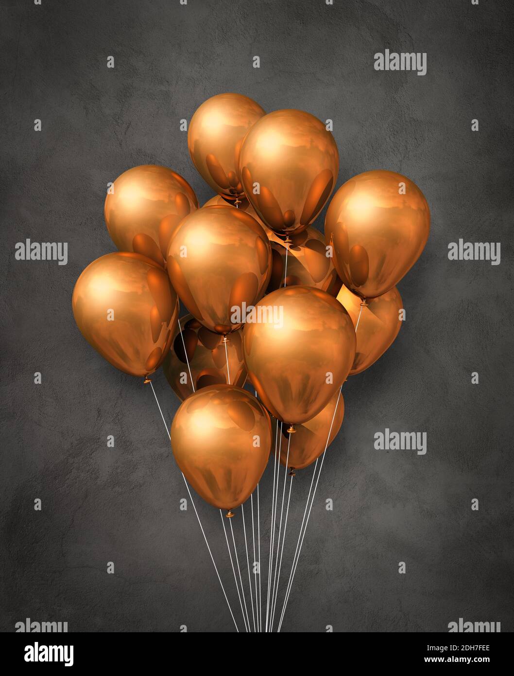 Copper air balloons group on a concrete background Stock Photo