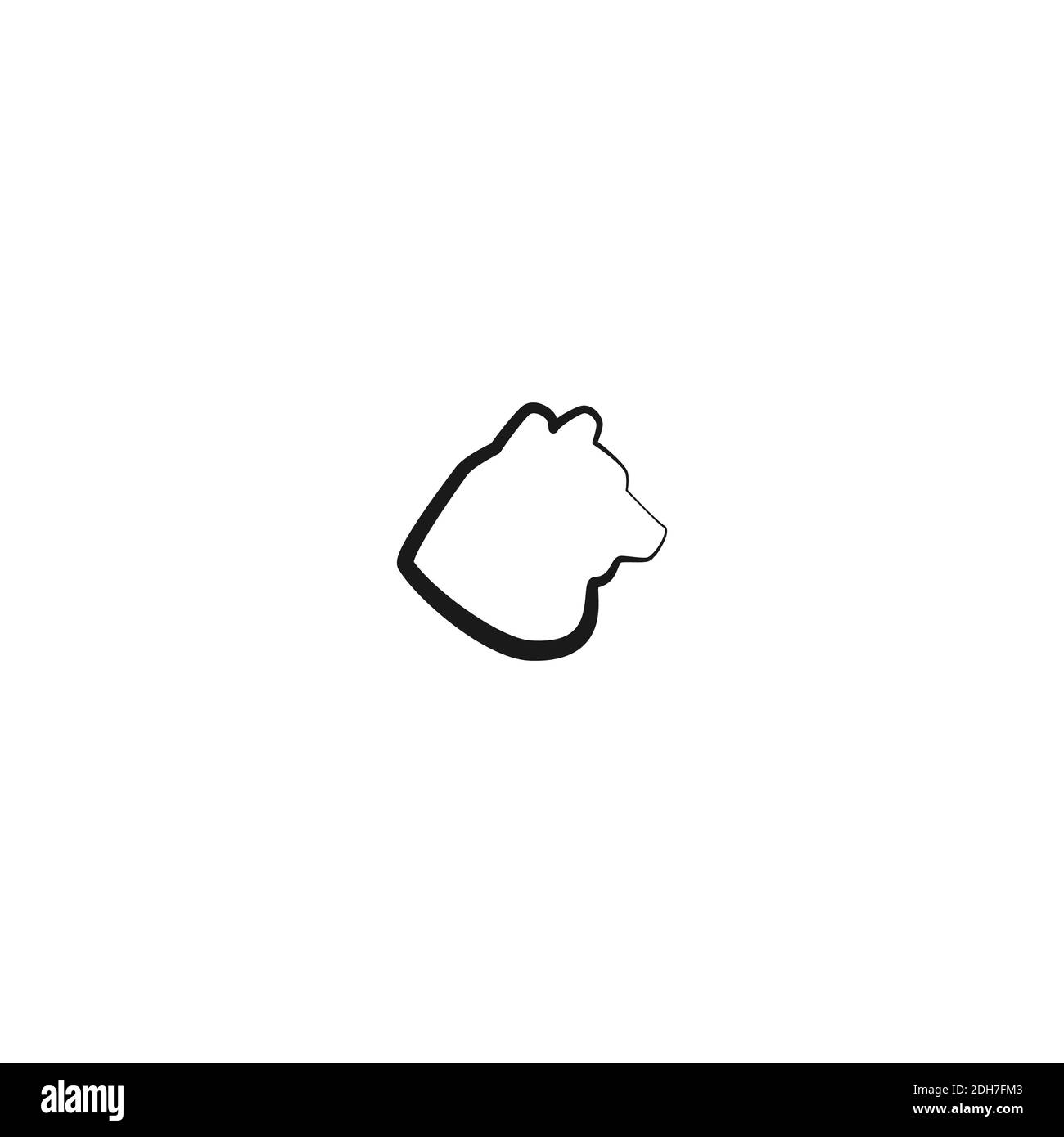 Black line silhouette of bear head. vector flat icon isolated on white background. grizzly logo. wild, power, nature, winter symbol. Stock Vector