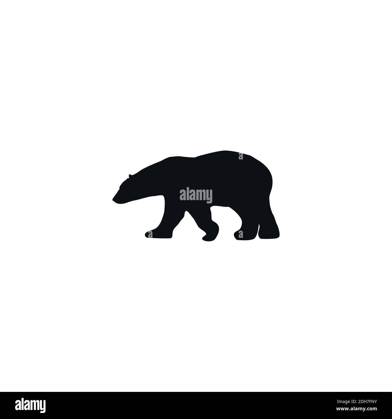 Black silhouette of polar bear. vector flat icon isolated on white background. north winter symbol. Stock Vector